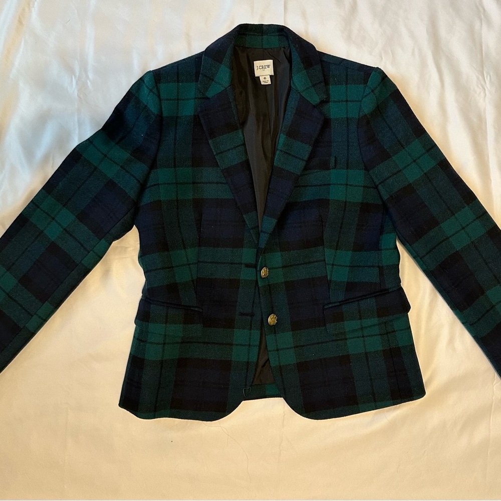 J Crew Wool Blend Plaid Blazer